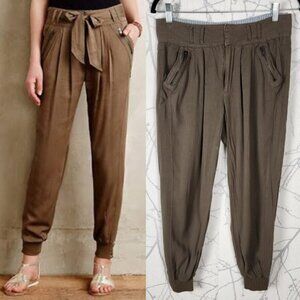 Elevenses Army Green Pleated Front Utility Jogger Pants